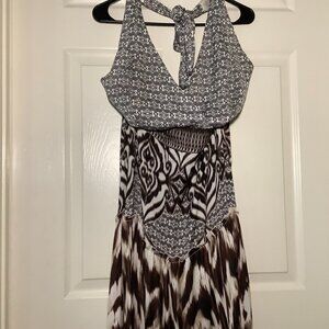 Eve Mendes zebra wild maxi dress